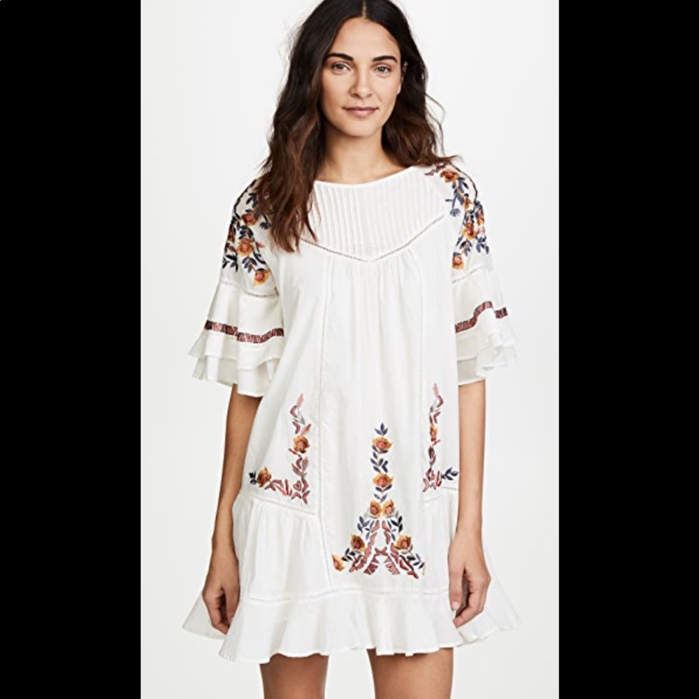 Free People Embroidered Boho Mini Dress